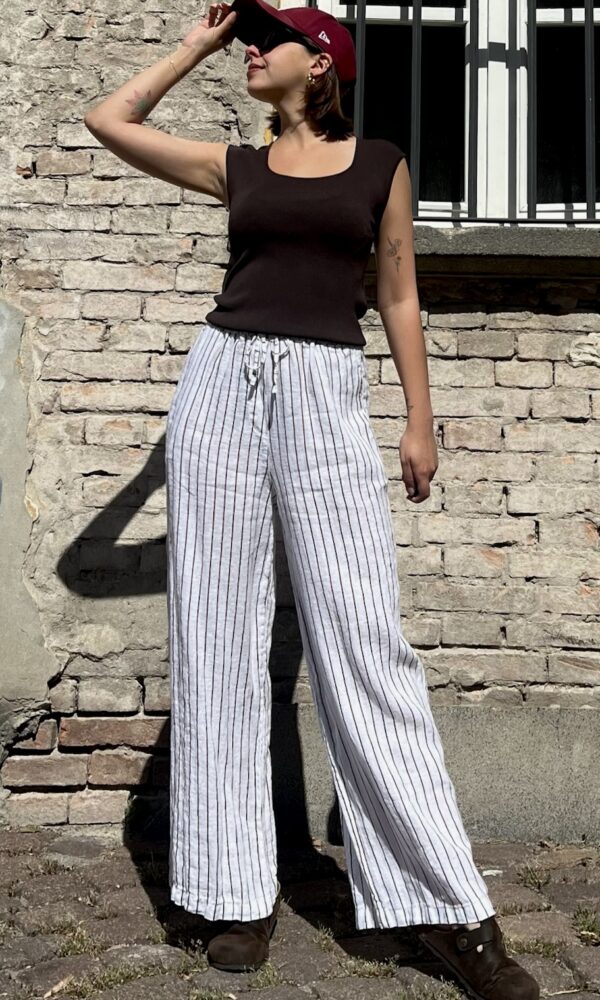 PANTALONE FORMENTERA RIGHE100% LINO